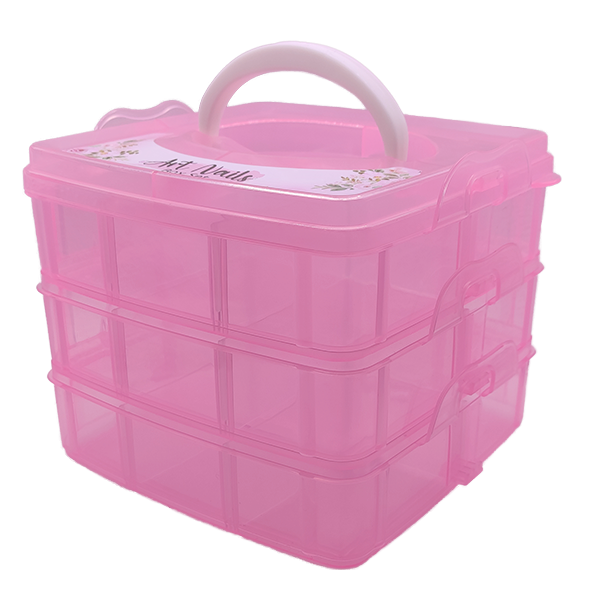 Caixa Arrumação Plástico Rosa