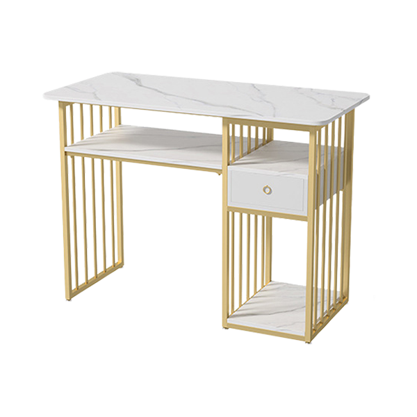 Mesa Classy White/Gold com 1 Gaveta