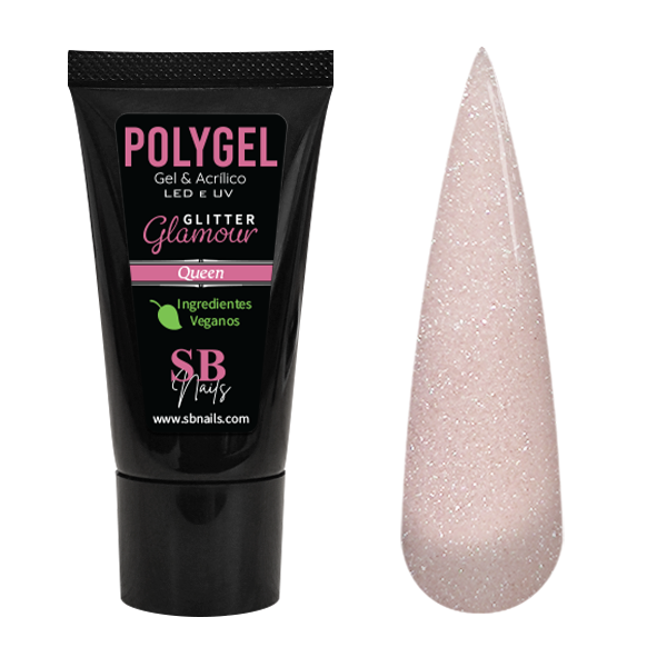 Polygel Vegano Bisnaga Glitter Glamour Queen SBNails 30g