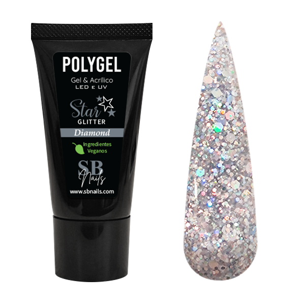 Polygel Vegano Bisnaga Star Glitter Diamond SBNails 30g
