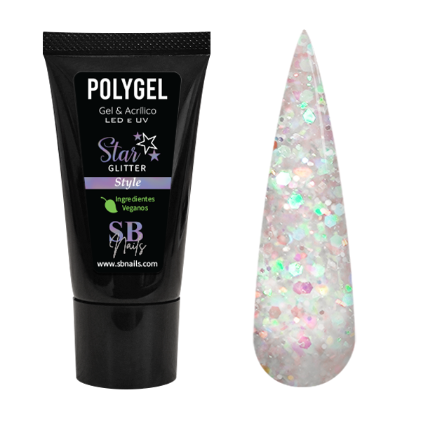 Polygel Vegano Bisnaga Star Glitter Style SBNails 30g
