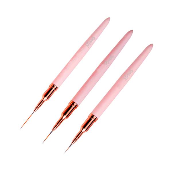 Kit 3 Pinceis Liner Premium Rosa Bebé