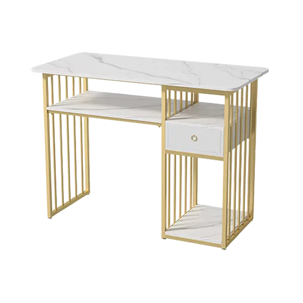 Mesa Classy White/Gold com 1 Gaveta
