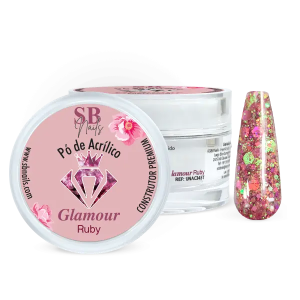 Pó de Acrílico Construtor Glamour Ruby 30g