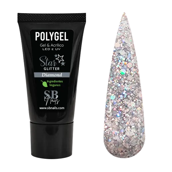 Polygel Vegano Bisnaga Star Glitter Diamond SBNails 30g