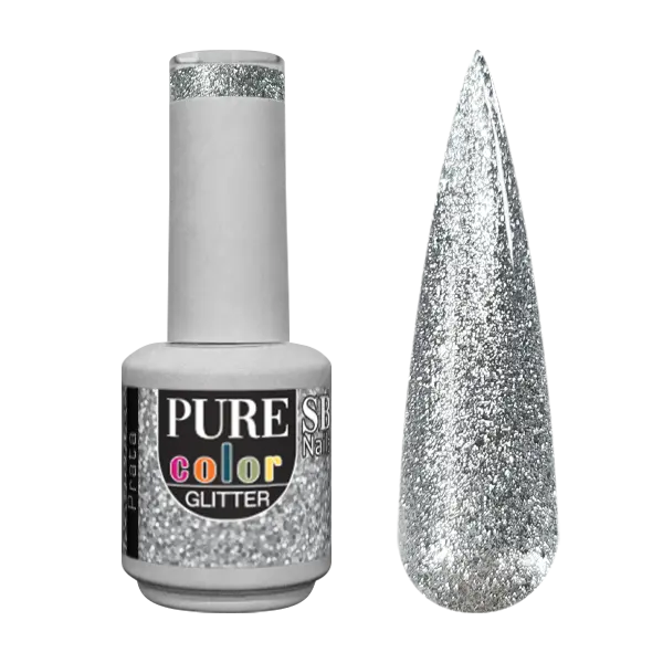 Verniz de Gel Pure Glitter Prata 10ml