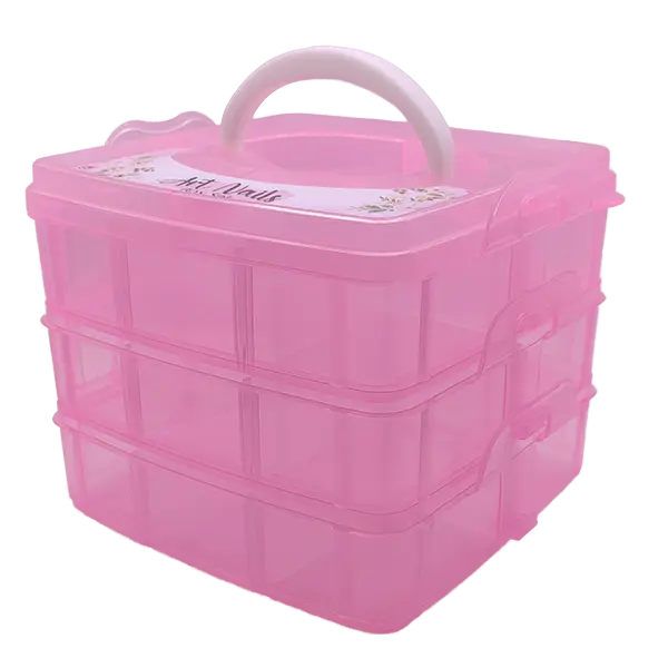 Caixa Arrumação Plástico Rosa
