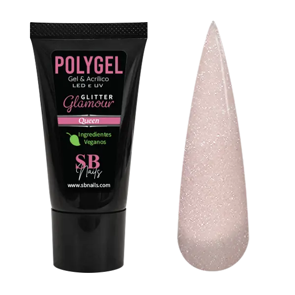 Polygel Vegano Bisnaga Glitter Glamour Queen SBNails 30g