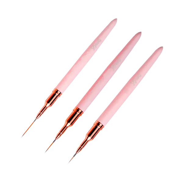 Kit 3 Pinceis Liner Premium Rosa Bebé