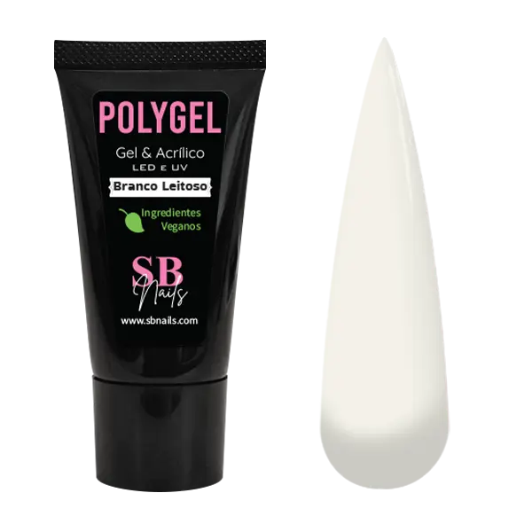 Polygel Vegano Bisnaga Branco Leitoso SBnails 30g