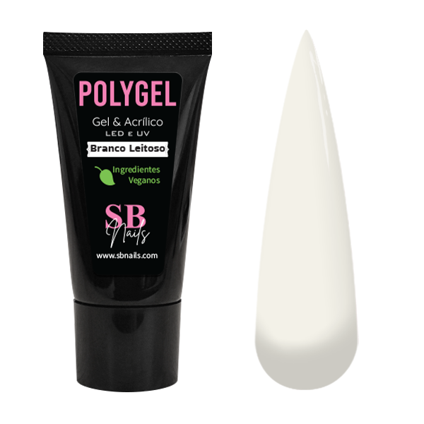 Polygel Vegano Bisnaga Branco Leitoso SBnails 30g
