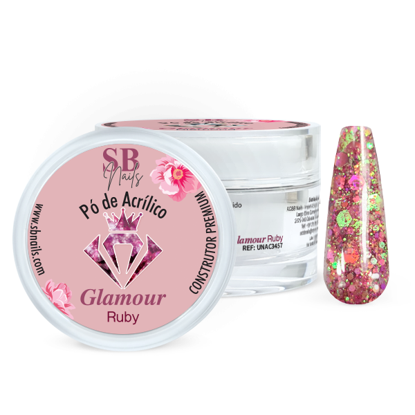 Pó de Acrílico Construtor Glamour Ruby 30g